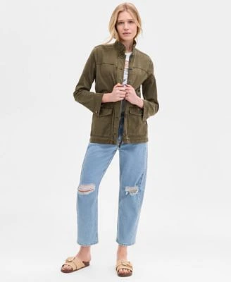 Lucky Brand Womens Cheers To The Cowgirls T Shirt Cargo Jacket Barrel Leg Jeans