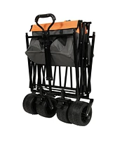 480Lbs Collapsible Wagon with Canopy, 7" All-Terrain Wheels, Orange