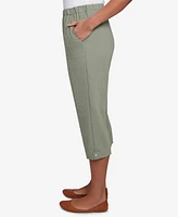 Alfred Dunner Petite Copper Canyon Button Tab Patch Pocket Capri Pants