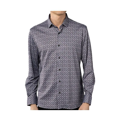 Luchiano Visconti Men's Grey and White print shirt