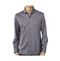 Luchiano Visconti Men's Grey and White print shirt