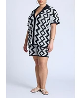 Eloquii Plus Oversized Crochet Button Up