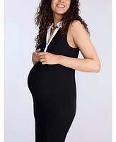 Women's Collared Sleeveless Polo Midi Dress - Motherhood Maternity