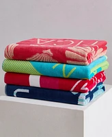 Nautica Logo Stripe Jacquard Beach Towel Set, 68" X 36"
