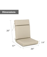 Aoodor 4Pcs Outdoor Cartridge High Back Dining Chair Cushion Set, Fade and Water Resistant Polyester Fabric Cover with Ties and Zipper