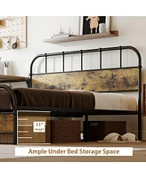 Gymax Queen Size Bed Frame Industrial Platform Bed Frame w/ Under Bed Storage