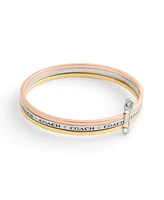 Coach Faux Stone Signature Safety Pin Bangle Set