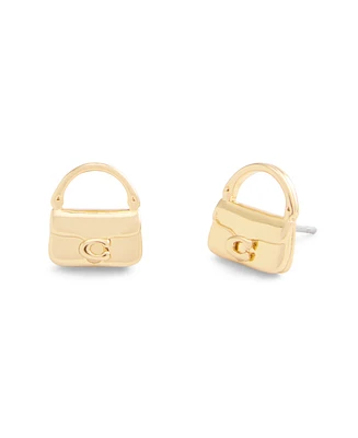 Coach Gold Signature Handbag Stud Earrings