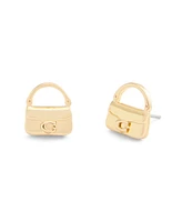 Coach Gold Signature Handbag Stud Earrings