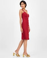14th Place Juniors' Button-Front Bustier Sleeveless Dress