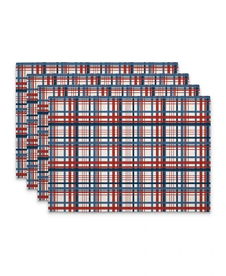 CounterArt Patriotic Plaid Premier Fabric Placemats, Set of 4