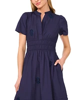 CeCe Women's Short-Sleeve V-Neck Midi Dress