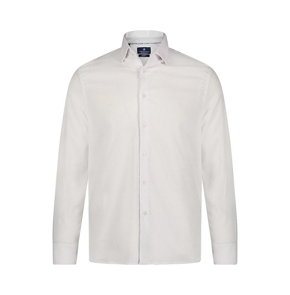 Luchiano Visconti Men's White with ZigZag Print shirt