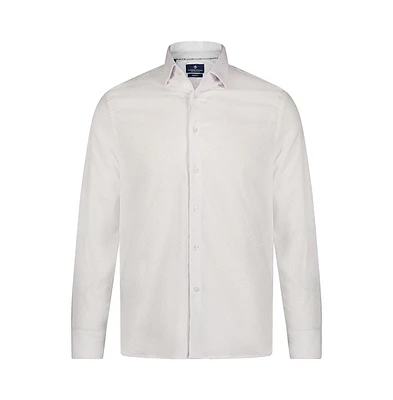 Luchiano Visconti Men's White with ZigZag Print shirt