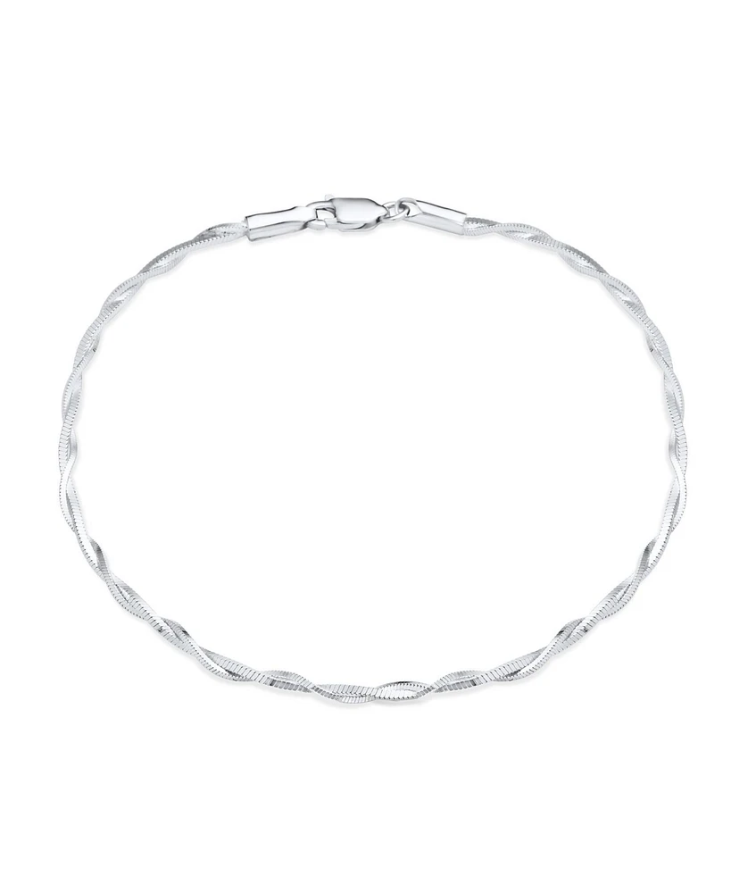Bling Jewelry Simple Interlocking Double Box Chain Anklet Ankle Bracelet Sterling Silver 9 Inch