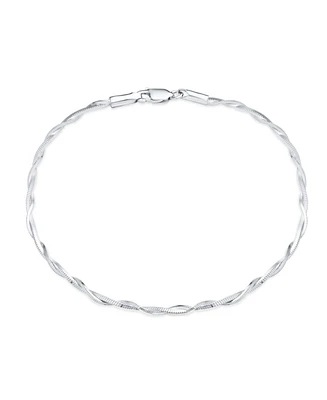 Bling Jewelry Simple Interlocking Double Box Chain Anklet Ankle Bracelet Sterling Silver 9 Inch