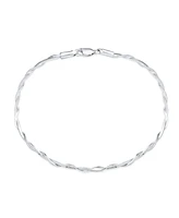 Bling Jewelry Simple Interlocking Double Box Chain Anklet Ankle Bracelet Sterling Silver 9 Inch