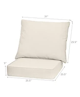 Deep Seat Chair Cushion Pads Set with Rope Belts for Indoor and Outdoor-Beige