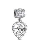 Bling Jewelry Antique Bff Heart Grandma Dangle Charm Bead for Sterling Silver Bracelet