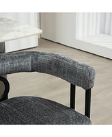 Modern Loveseat 2 Seater Sofa Chenille Fabric Couch with Arms and Metal Legs for Living Room, Home Office, Studio (Gray Chenille)