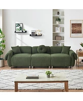 Green Teddy Velvet Sofa with 3 Pillows