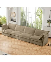 Camel Corduroy Slipcovered 4-Seater Sofa