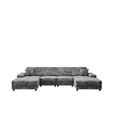Convertible Corduroy Sofa, Large 4 Seat, Living Room Chair, Dark Grey