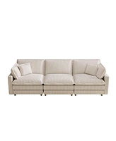 Beige Modular Sectional Sofa with Pillows for Living Room and Bedroom