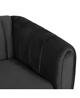 Luxurious Velvet Tuxedo Sofa with Channel Stitching and Modern Glamour
