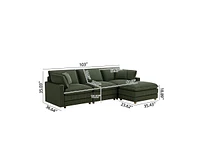 Modular Sectional Sofa,Deep Seat Couch for Living Room, 4 Pillow, Green