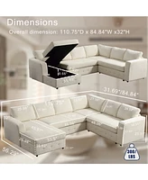 110" Oversized Modular Sectional Sofa, Chaise & Storage