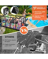 Yescom Mesh Pool Floats Storage Metal Frame Extra Large 12 Wheels Rolling Bin Cart with Blue Mesh Cover Replacement Net