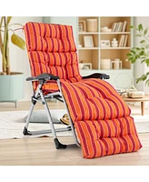 Outdoor Lounge Chaise Cushion with String Ties for Garden Poolside-Red