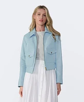 Furniq Uk Women's Cropped Leather Jacket, Created for Macy's