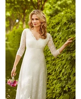 Alie Street London Women's Anya 3/4 Sleeve V-Neck Lace Bridal Gown