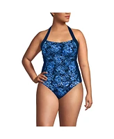 Lands' End Plus Seamed Halter Tankini Top