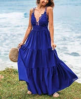 Cupshe Women's Romantic Stroll Blue Maxi Beach Dress