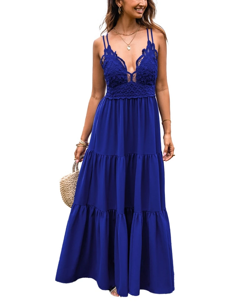 Cupshe Women's Romantic Stroll Blue Maxi Beach Dress
