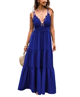 Cupshe Women's Romantic Stroll Blue Maxi Beach Dress