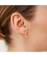 Spero London Heart Huggie Hoop Drop Earrings