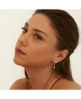 Spero London Sterling Silver Rhombus Drop Hoop Earring