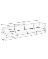 4-Seat Slipcover Sofa, Extra Deep, Cloud-Like Comfort, Chenille Fabric, Green