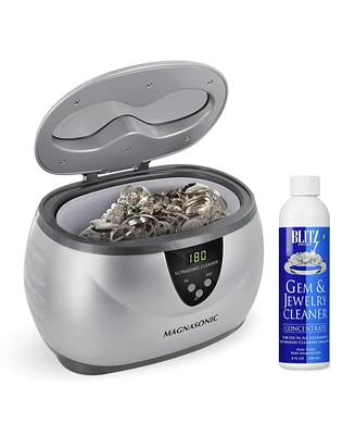 Magnasonic Ultrasonic Cleaner, 20oz Stainless Steel Tank, Digital Timer, 5 Cleaning Modes, w/ 8oz Gem & Jewelry Cleaner Concentrate Solution for All J