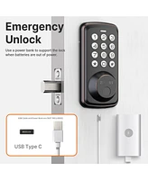 Zachvo Fingerprint Door Lock Keyless Deadbolt, Electric Door Locks with Keypads and Emergency Charging Port