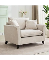 Oversized Chenille Armchair with Pillow