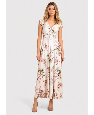 Alie Street London Women's Sophia V-Neck Short Sleeve Maxi Dress