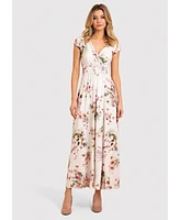Alie Street London Women's Sophia V-Neck Short Sleeve Maxi Dress