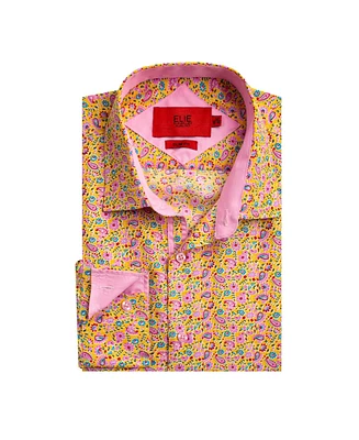 Elie Balleh Big Boys Yellow Slim Fit Paisley Print Shirt