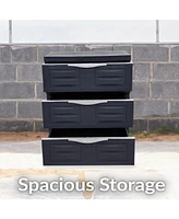 3-Tier Storage Cabinet with Drawers - Indoor or Outdoor Plastic Organizer 29.5" H Garage, Office, Home, Laundry Room