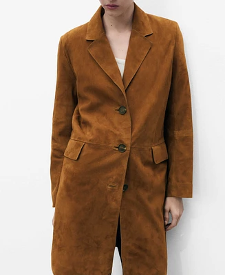 Mango Women's Lapelled Suede Coat